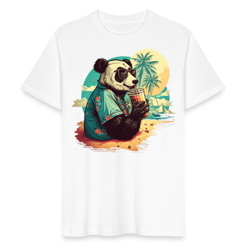 Unisex Bio-T-Shirt "Pandabär mit Getränk" - Weiß