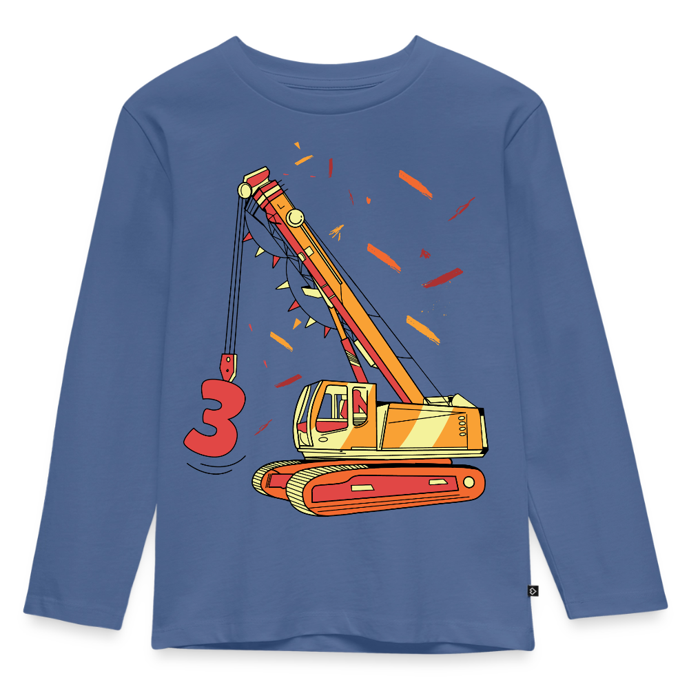 Kinder Langarm Jungen T-Shirt "Bagger 3 Jahre" - Taubenblau