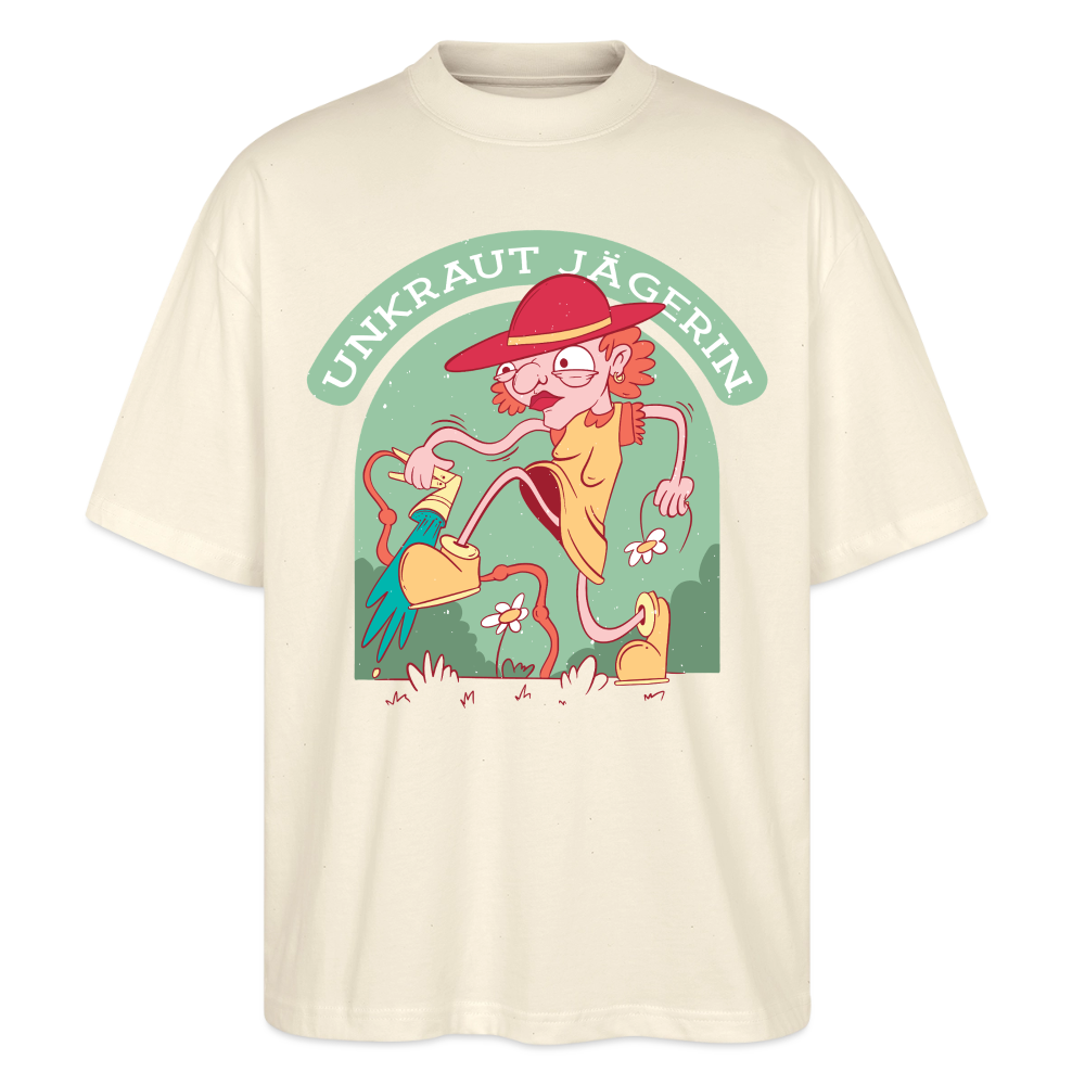Oversize Bio-T-Shirt "Unkraut Jägerin" - Natur