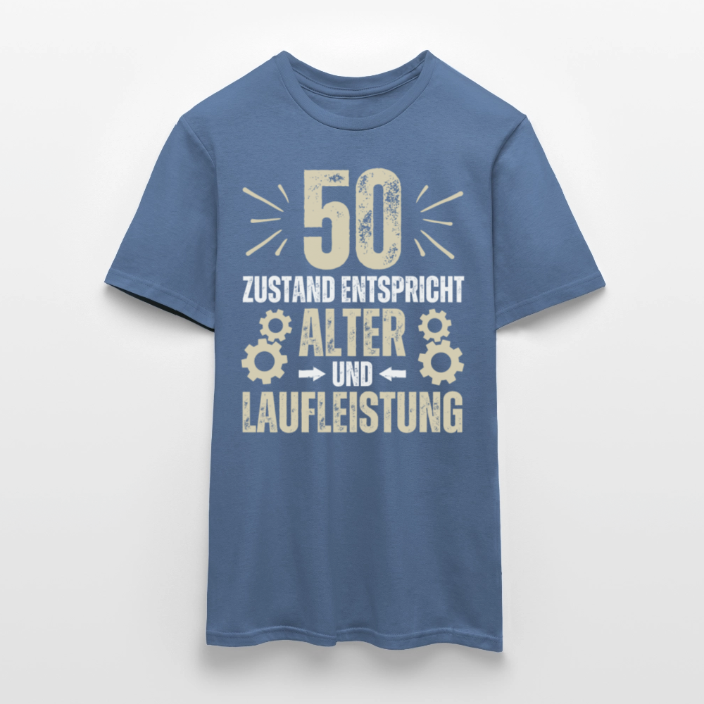 Männer T-Shirt "50 - Zustand entspricht Alter und Laufleistung" - Taubenblau