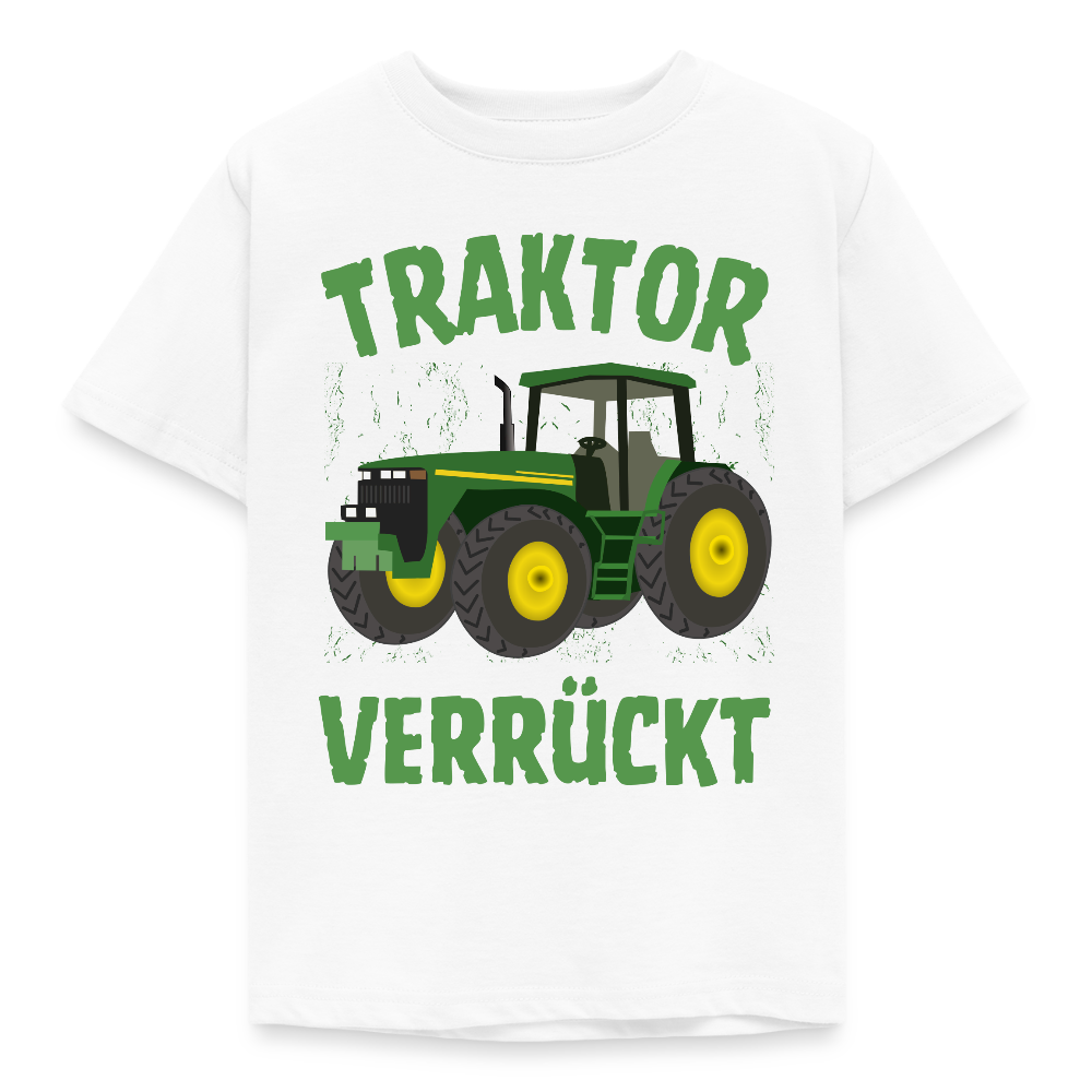 Kinder T-Shirt "Traktor verrückt" - Weiß