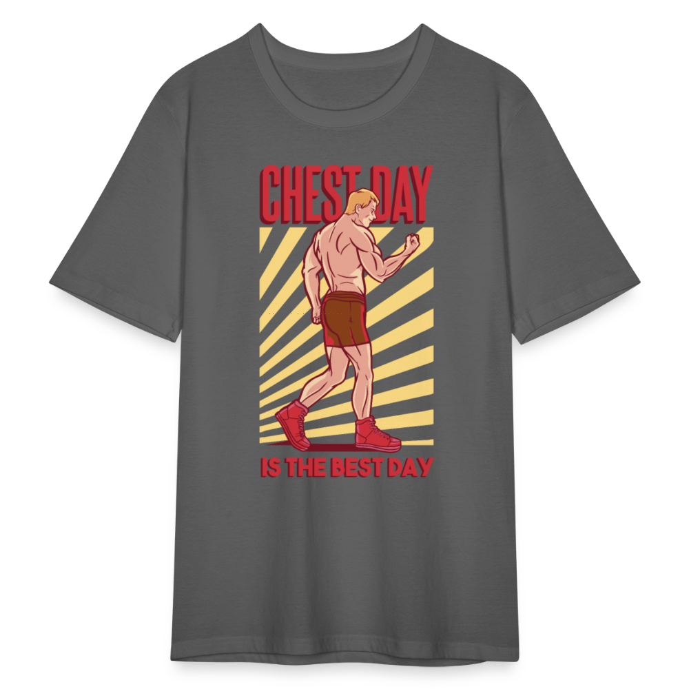 Männer Slim Fit T-Shirt "Chest day is the best day" - Graphite