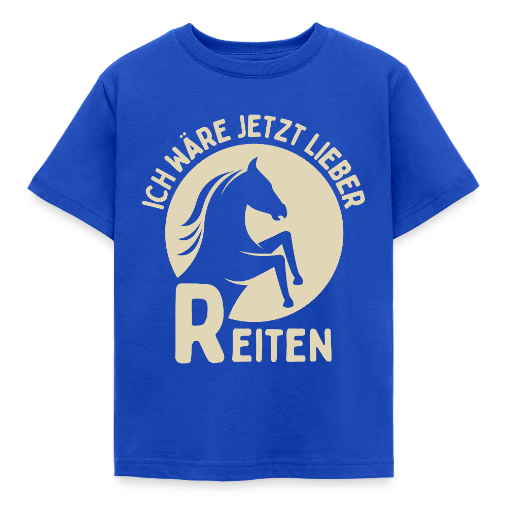 Kinder T-Shirt "Ich wäre jetzt lieber Reiten" - Royalblau