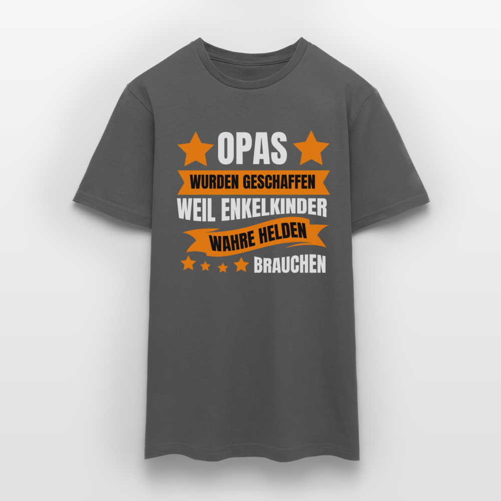 Männer T-Shirt "Opas wurden geschaffen weil Enkelkinder wahre Helden brauchen" - Anthrazit