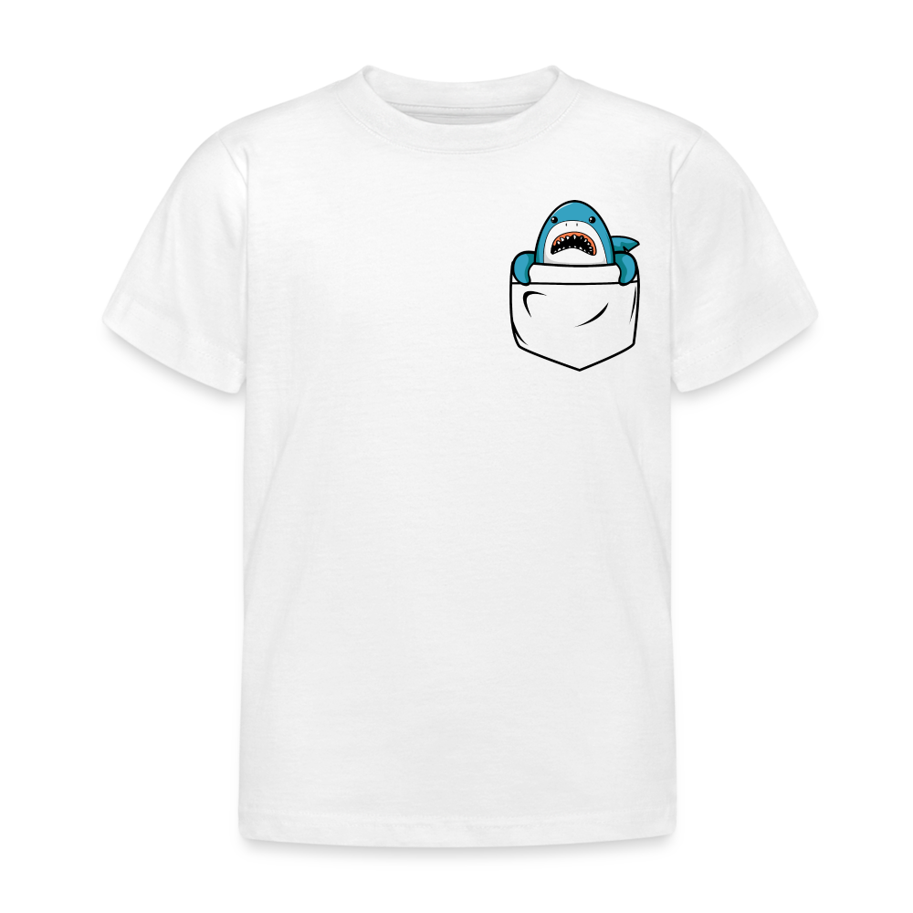 Kinder T-Shirt "Hai in Brusttaschen-Optik" - Weiß