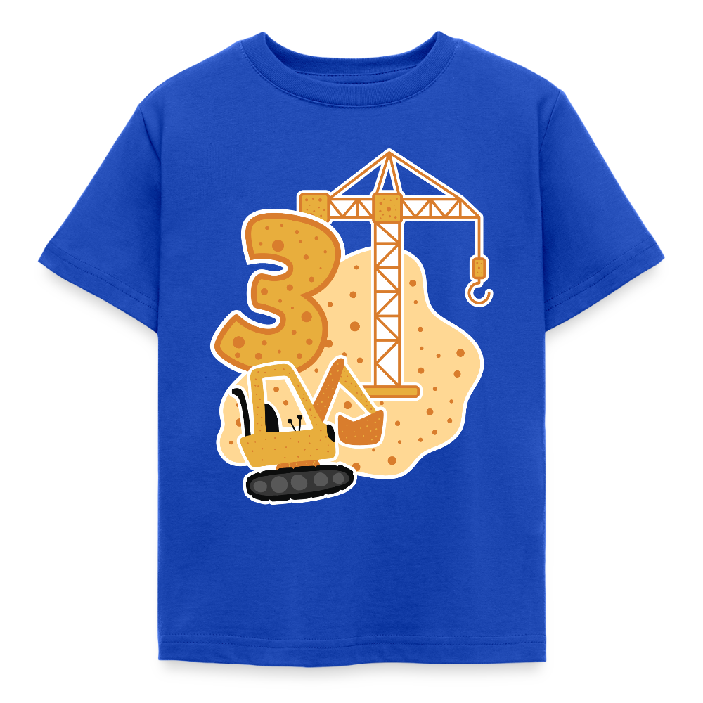 Kinder T-Shirt "3 Jahre" (Bagger-Motiv) - Royalblau