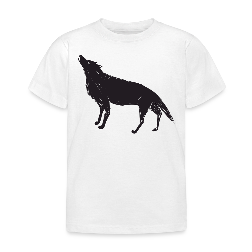 Kinder T-Shirt "Wolf im Zeichen-Stil" - Weiß