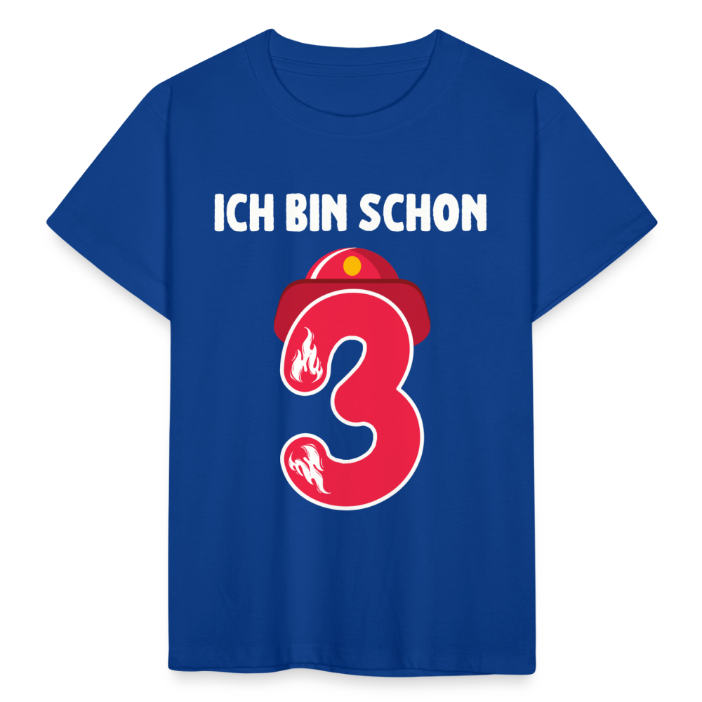 Kinder T-Shirt "Ich bin schon 3" (Feuerwehr-Helm) - Royalblau