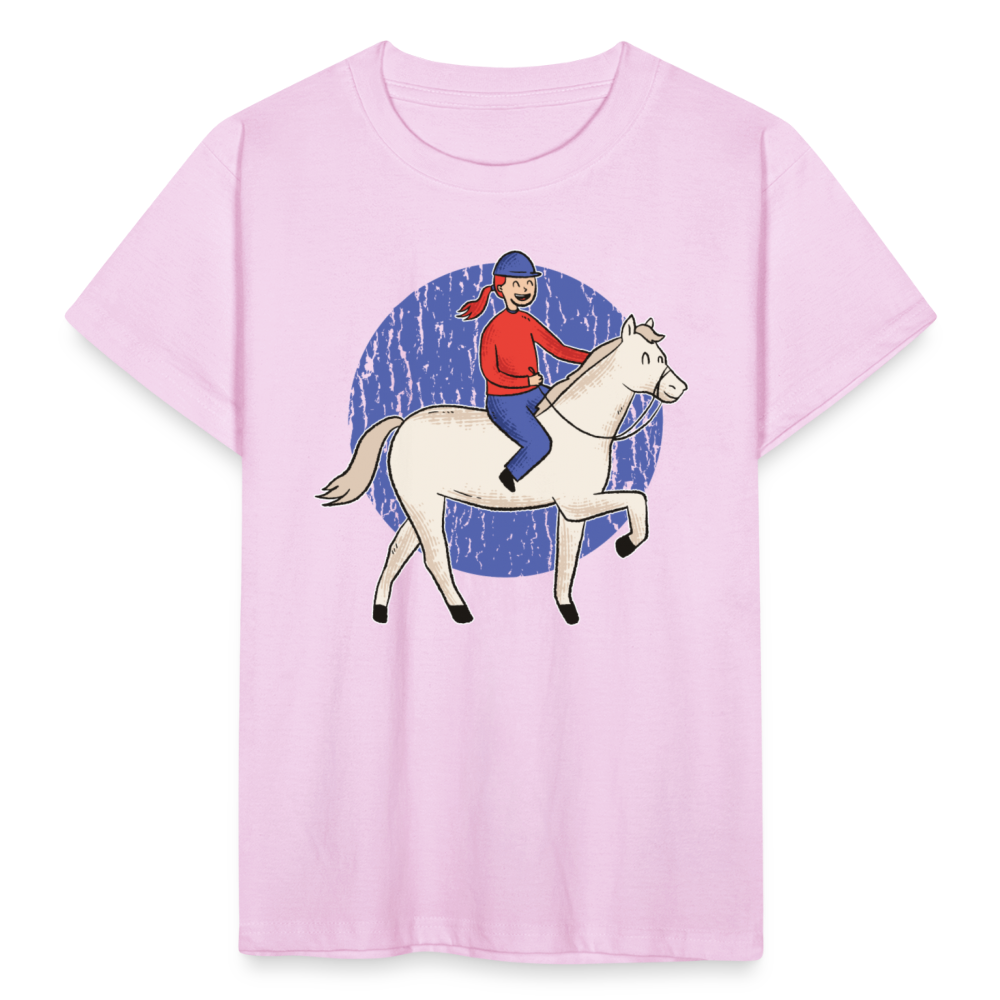 Kinder T-Shirt "Mädchen mit Pferd" - Hellrosa