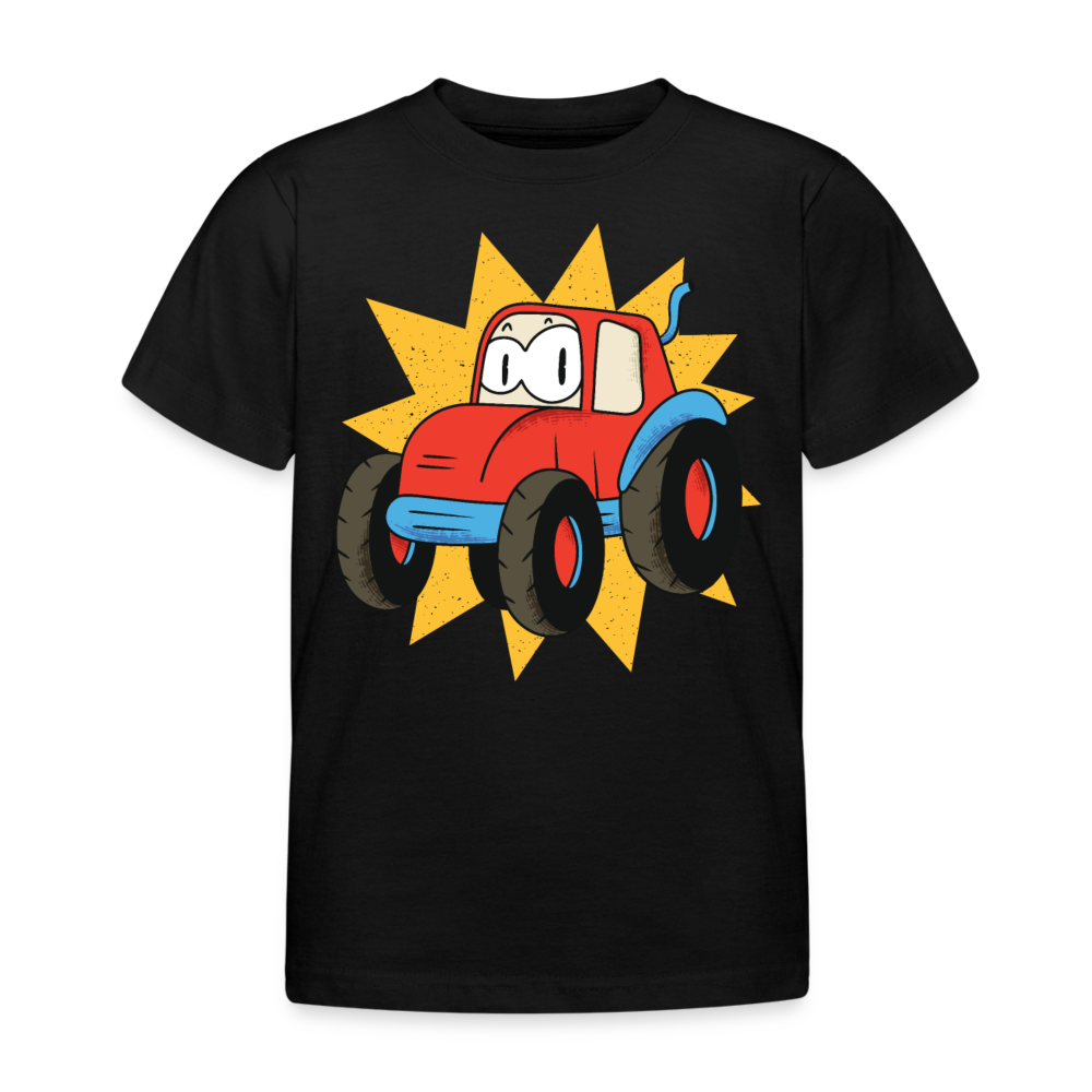 Kinder T-Shirt "Traktor im Cartoon-Stil" - Schwarz