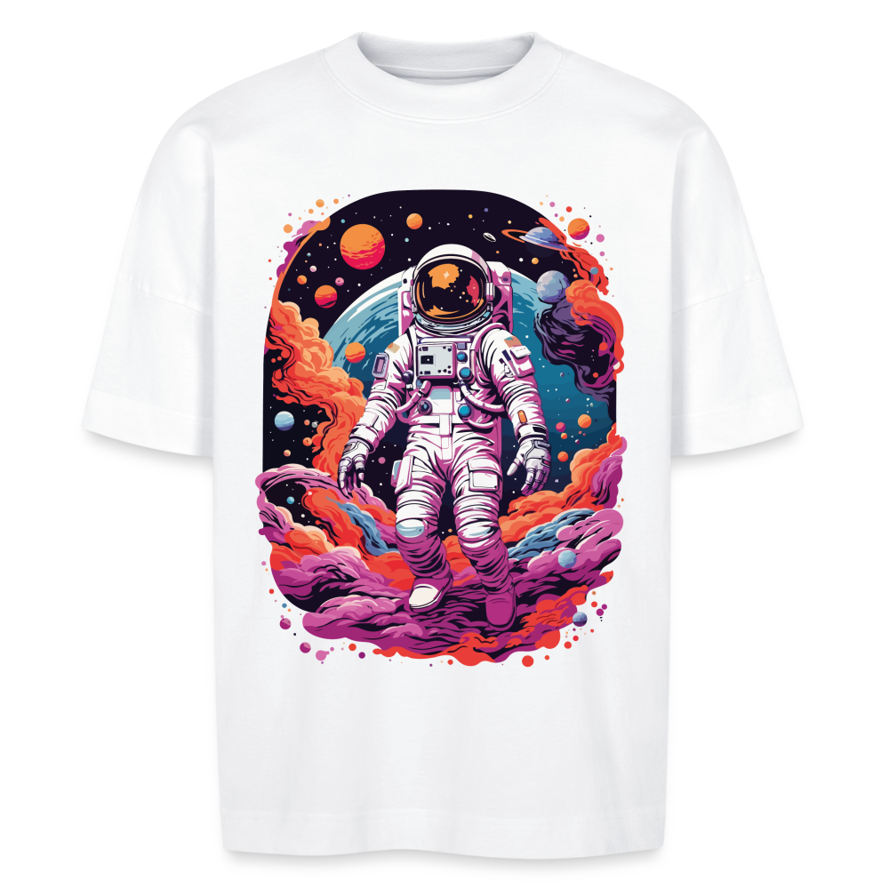Unisex Oversize Bio-T-Shirt "Astronautenmotiv" - Weiß