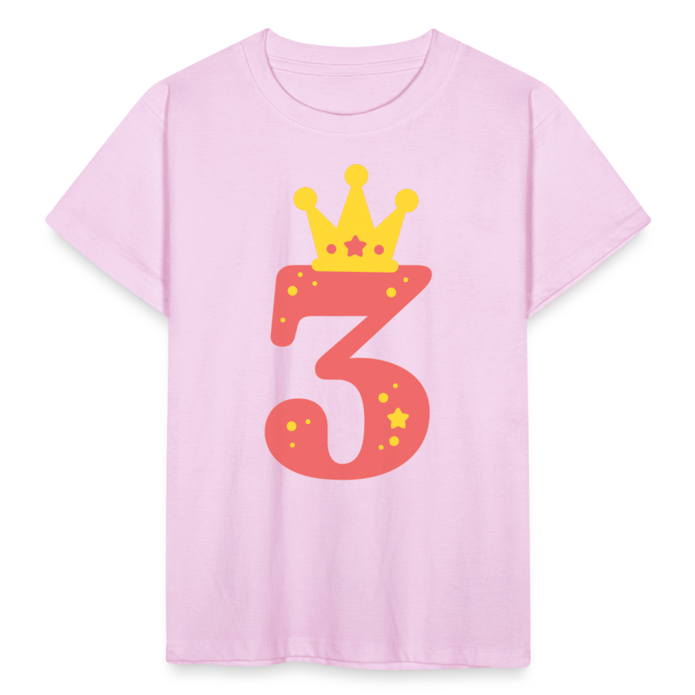 Kinder T-Shirt "3 mit Krone" - Hellrosa