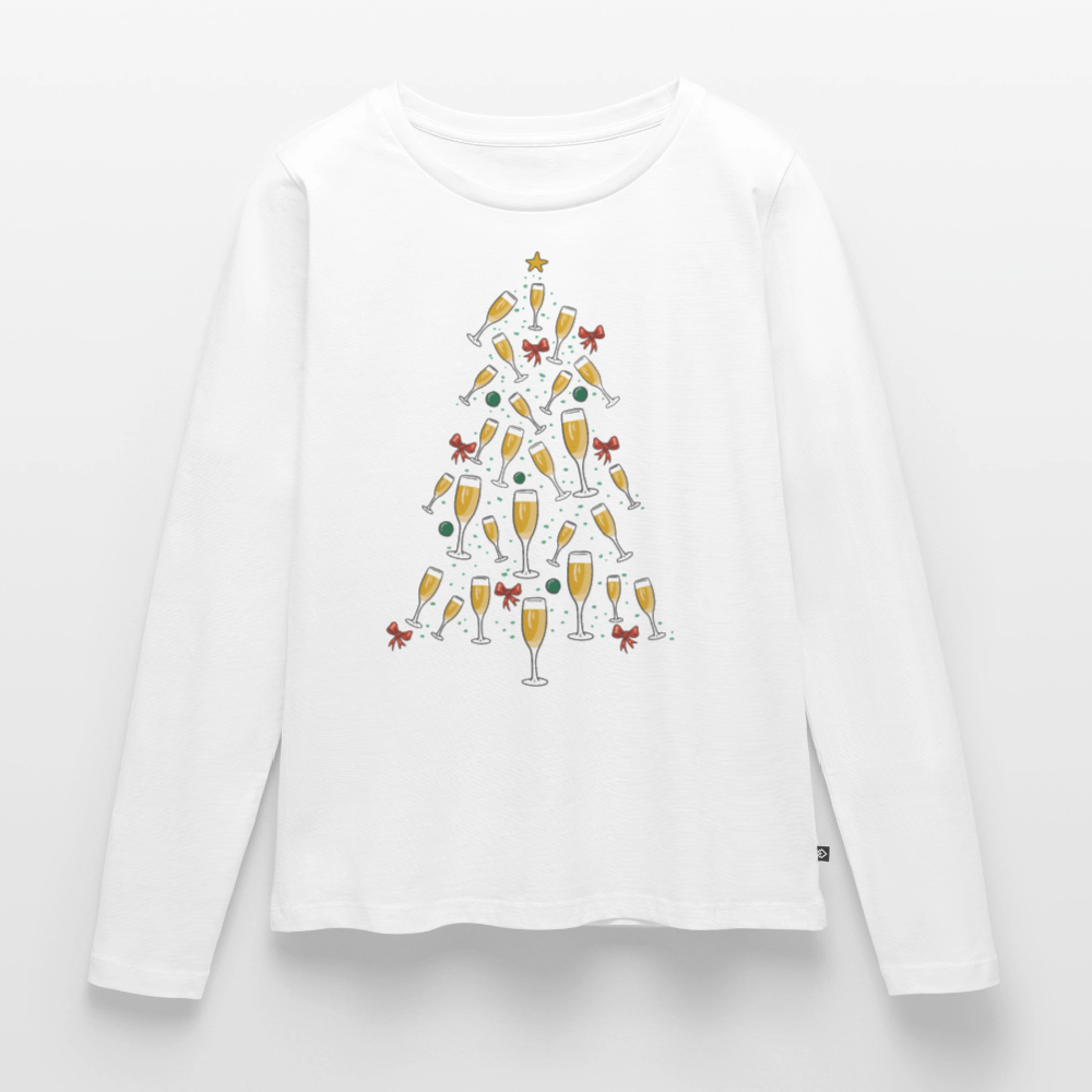 Bio-Langarmshirt "Sektgläser Weihnachtsbaum" - Weiß