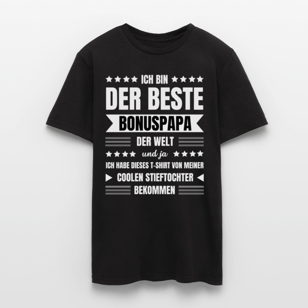 Männer T-Shirt "Ich bin der beste Bonuspapa" (von cooler Stieftochter) - Schwarz