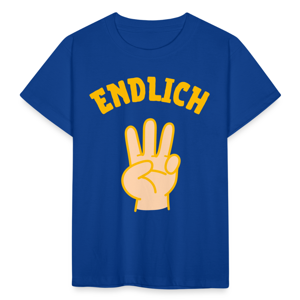 Kinder T-Shirt "Endlich 3" (Hand) - Royalblau