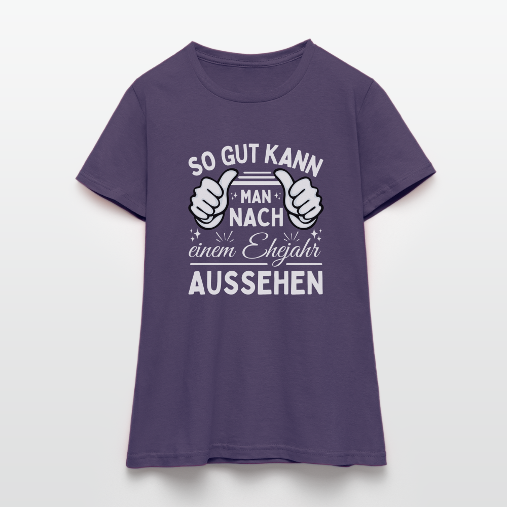 Frauen T-Shirt "So gut kann man nach einem Ehejahr aussehen" - Dunkellila