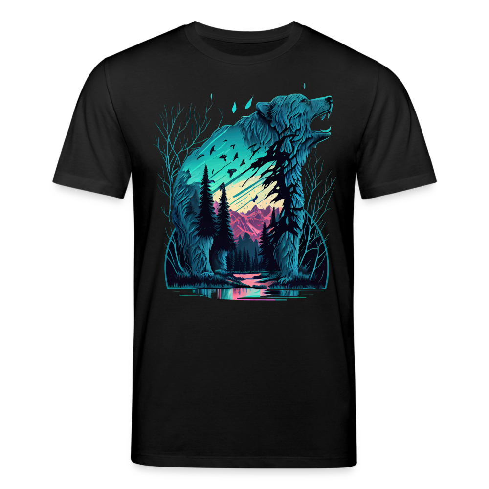 Männer Bio-T-Shirt "Bär in den Bergen" - Schwarz
