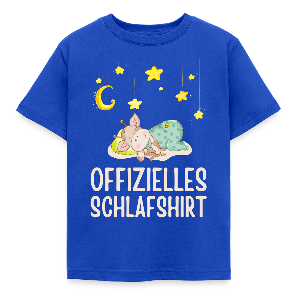 Kinder T-Shirt "Offizielles Schlafshirt" (Giraffe) - Royalblau