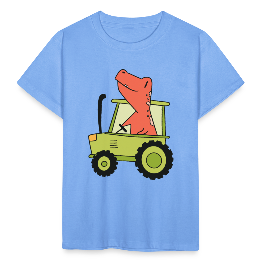 Kinder T-Shirt "Dinosaurier mit Traktor" - Himmelblau
