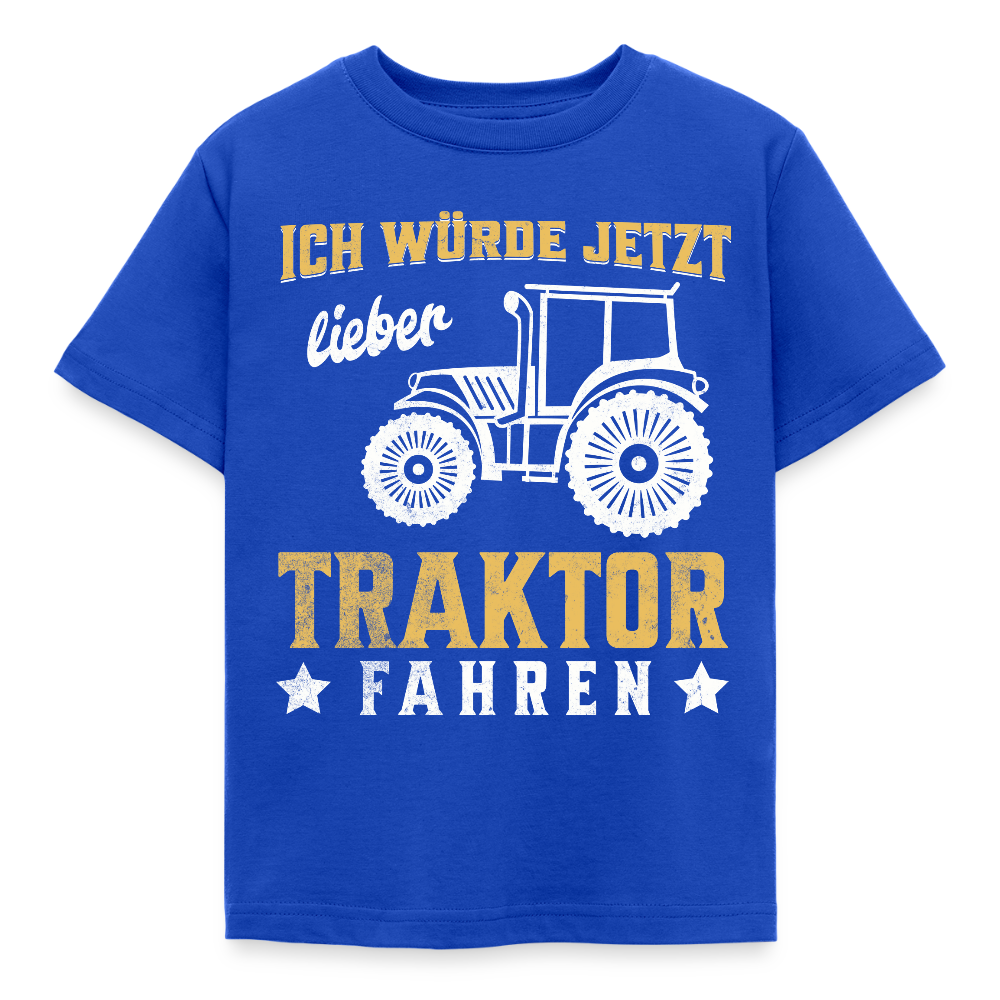 Kinder T-Shirt "Ich würde jetzt lieber Traktor fahren" - Royalblau