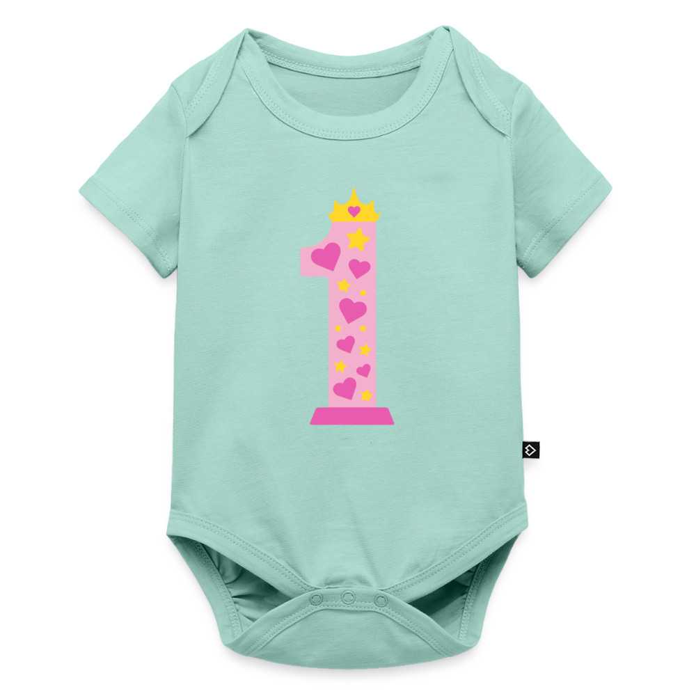 Baby Bio-Kurzarm-Body "1 mit Krone" - Mint