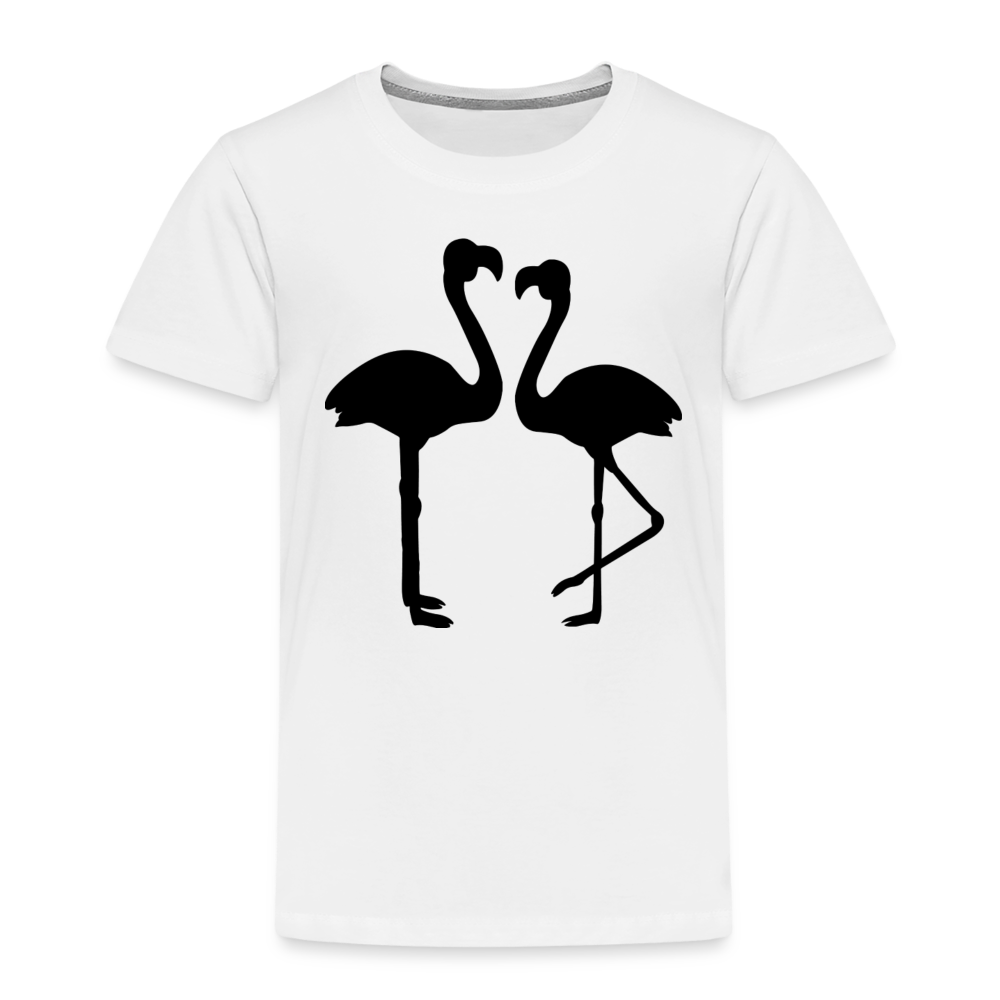 Kinder Premium T-Shirt "Zwei Flamingos" - Weiß