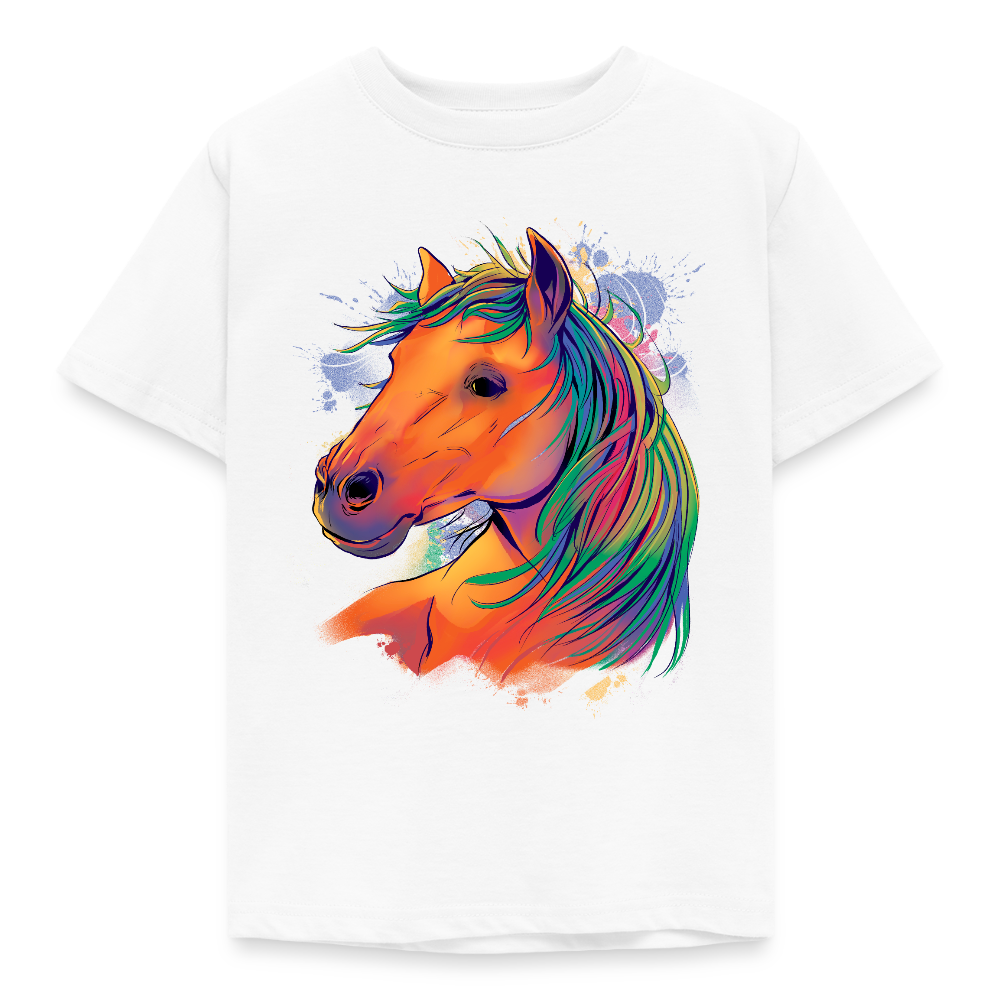 Kinder T-Shirt "Pferd im Wasserfarben Stil" - Weiß