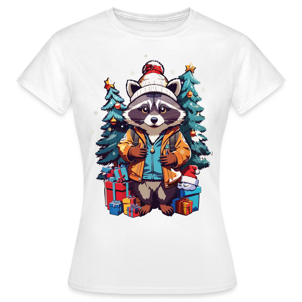 Frauen T-Shirt "Waschbär Weihnachten" - Weiß