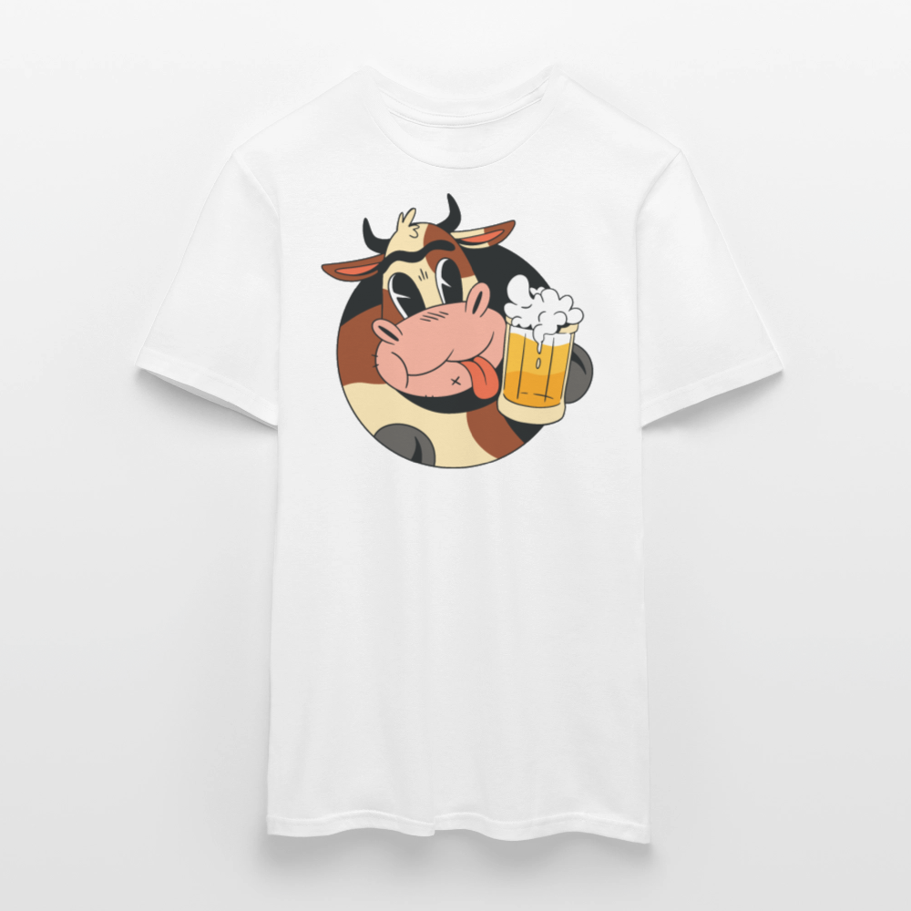 Männer T-Shirt "Kuh mit Bier" - Weiß