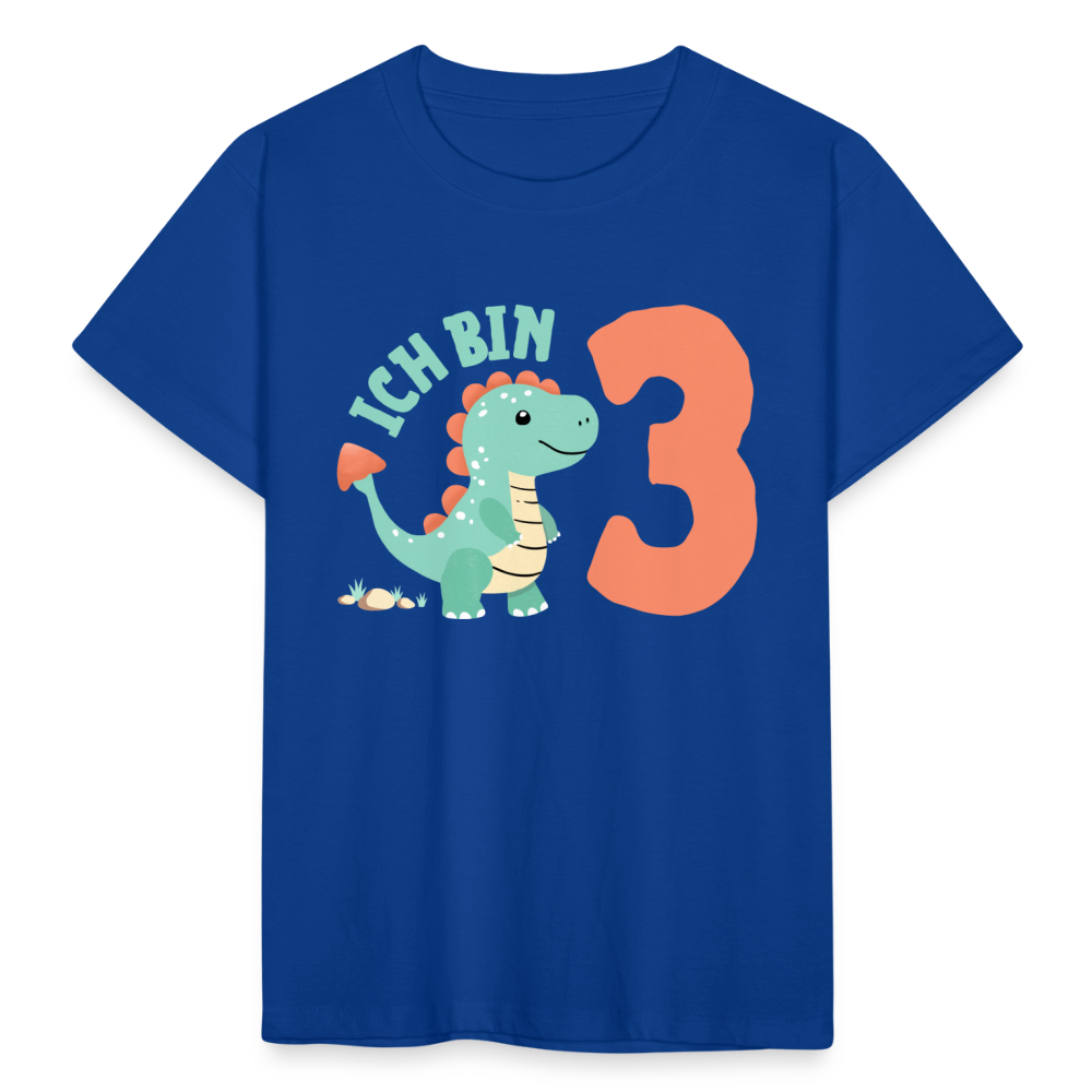 Kinder T-Shirt "Ich bin 3" (Dinosaurier) - Royalblau