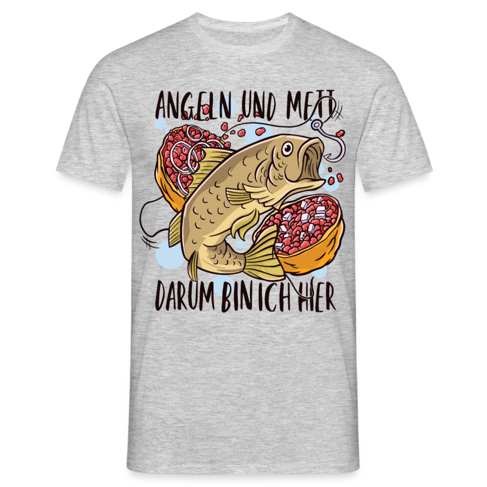 Männer T-Shirt "Angeln und Mett" - Grau meliert