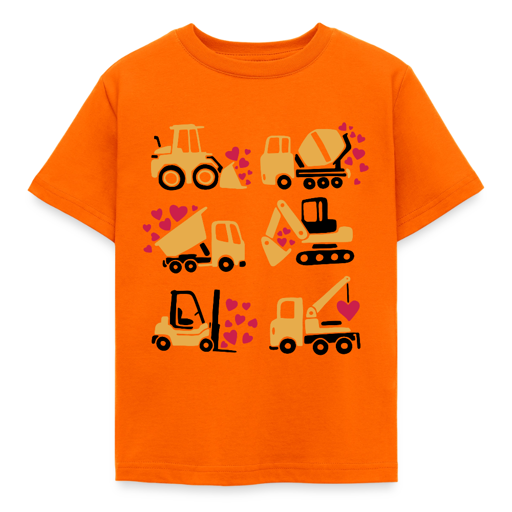Kinder T-Shirt "Viele Bagger mit Herzen" - Orange