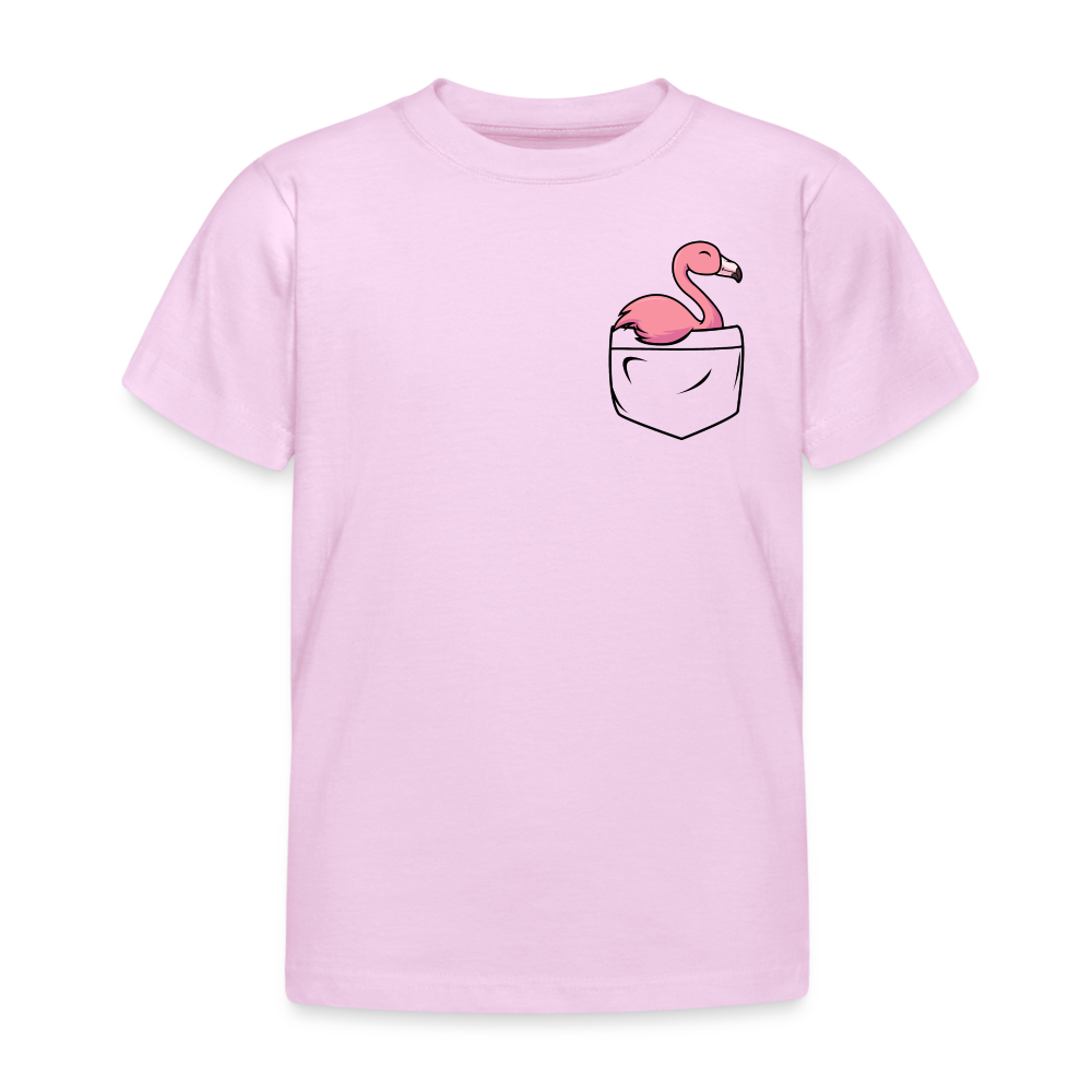 Kinder T-Shirt "Flamingo in Brusttaschen-Optik" - Hellrosa