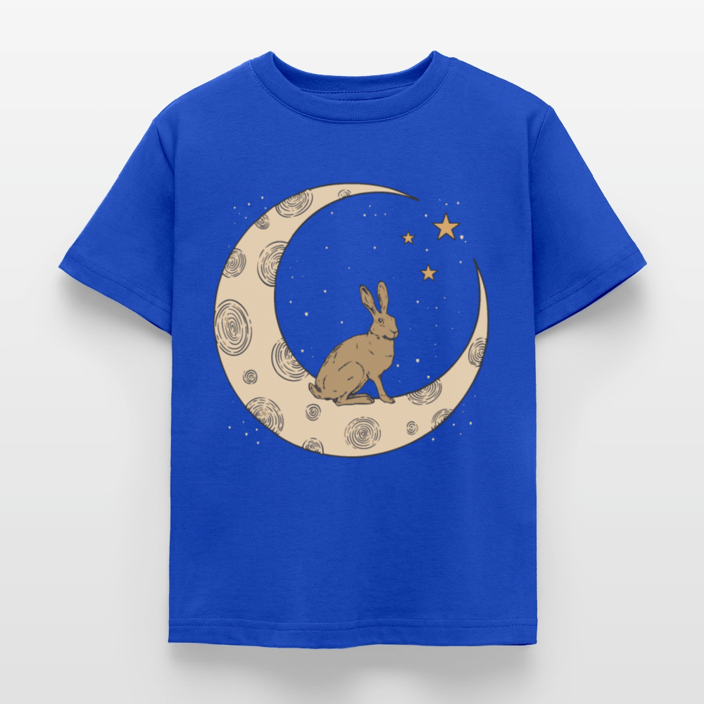 Kinder T-Shirt "Hase auf dem Mond" - Royalblau