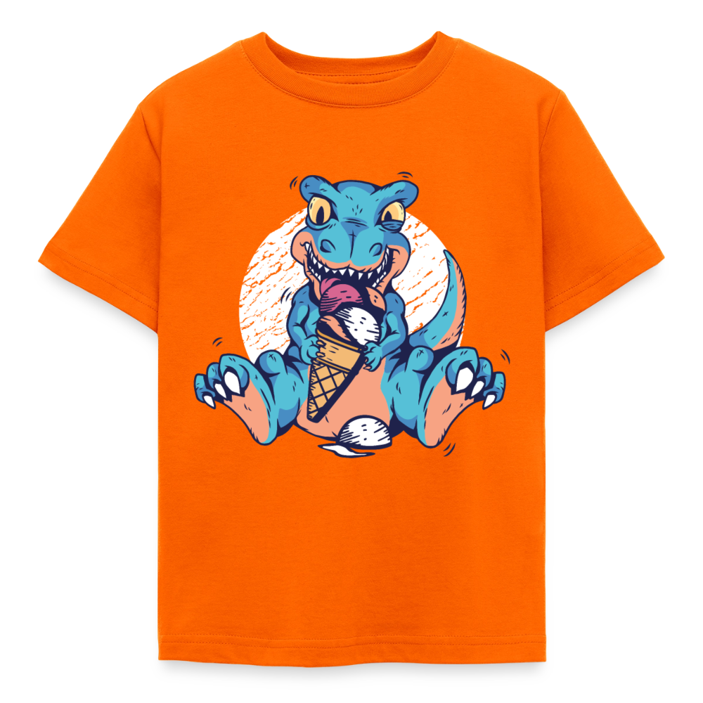Kinder T-Shirt "Dinosaurier mit Eis" - Orange