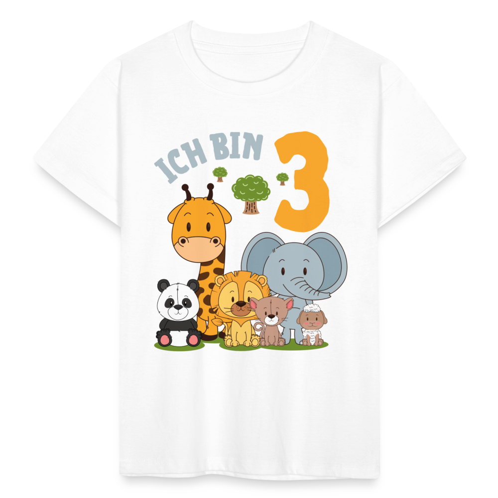Kinder T-Shirt "Ich bin 3" (Niedliches Tiermotiv) - Weiß