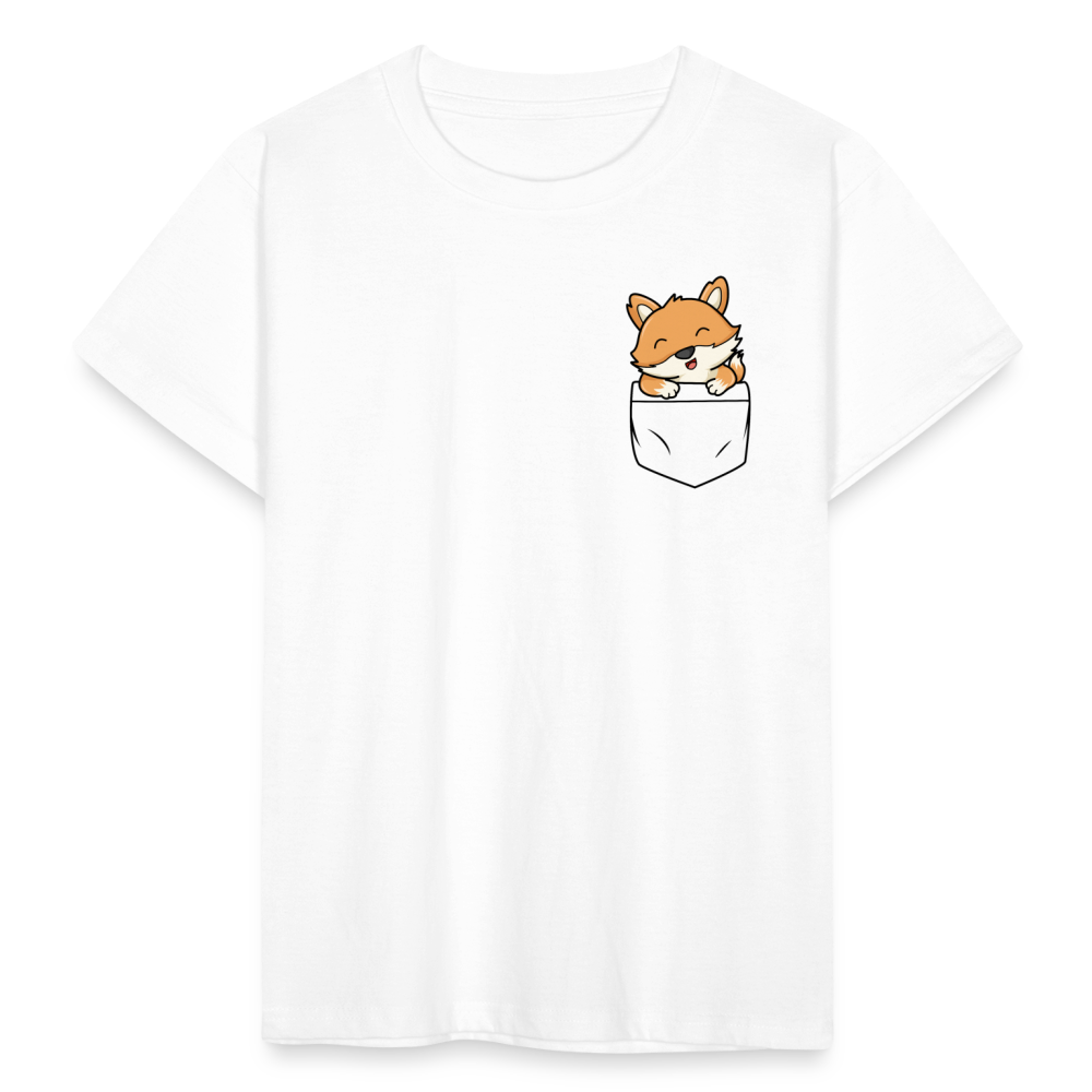 Kinder T-Shirt "Fuchs in Brusttaschen-Optik" - Weiß