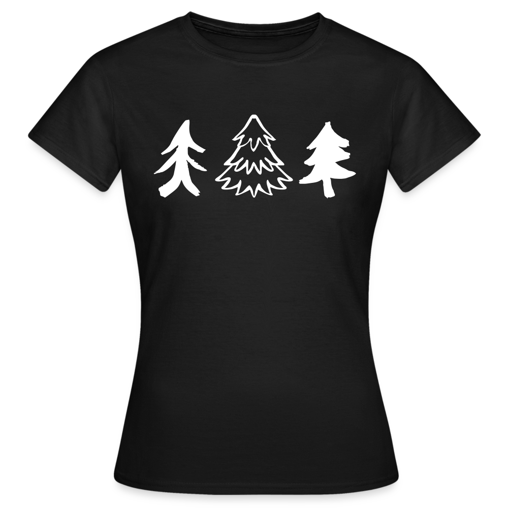Frauen T-Shirt "3 Weihnachtsbäume" - Schwarz