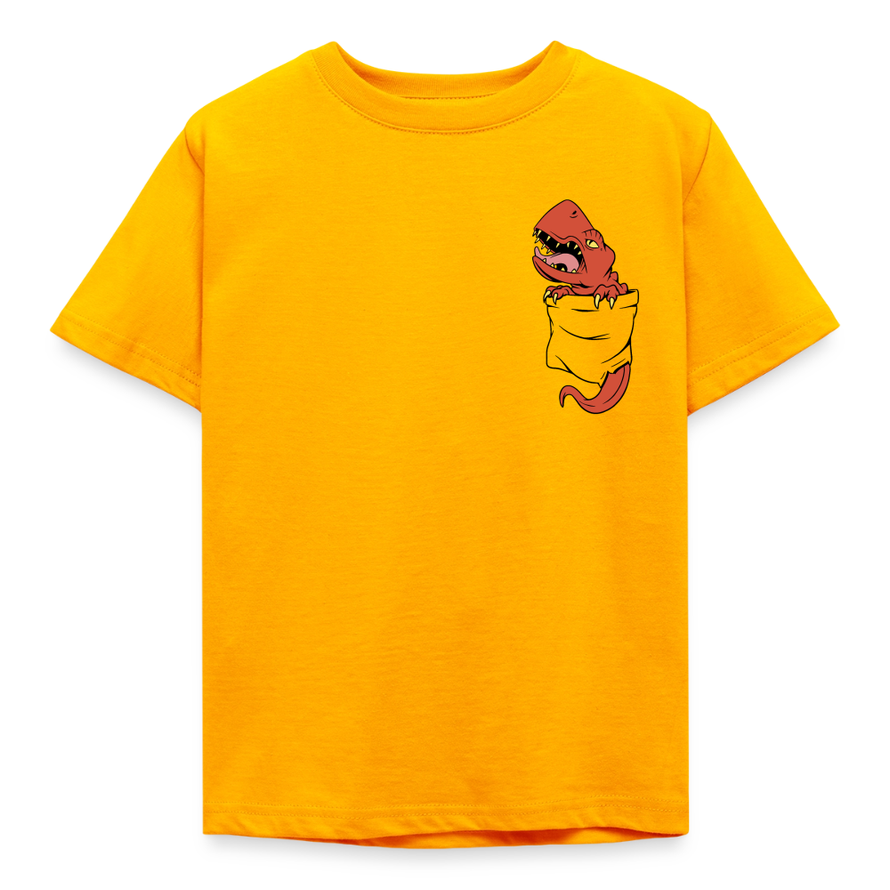 Kinder T-Shirt "Dinosaurier aus der Tasche" - Gold