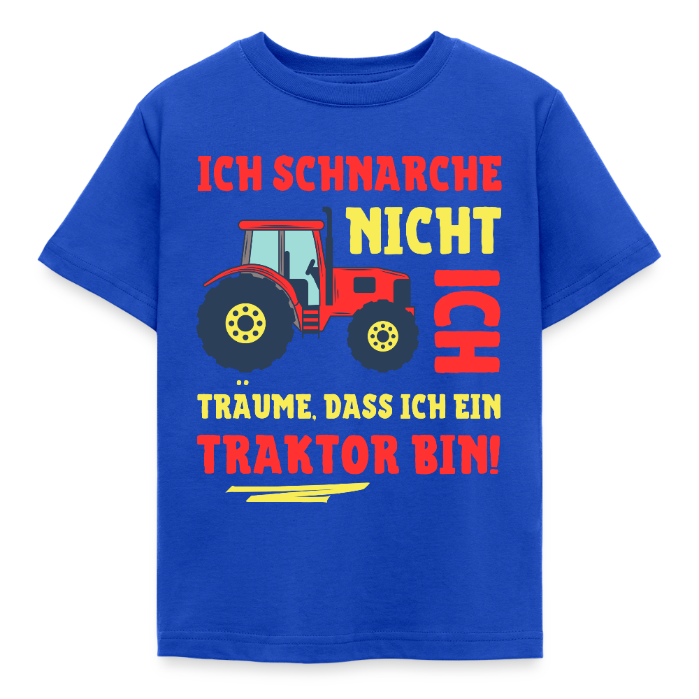 Kinder T-Shirt "Ich schnarche nicht. Ich träume, dass ich ein Traktor bin!" - Royalblau