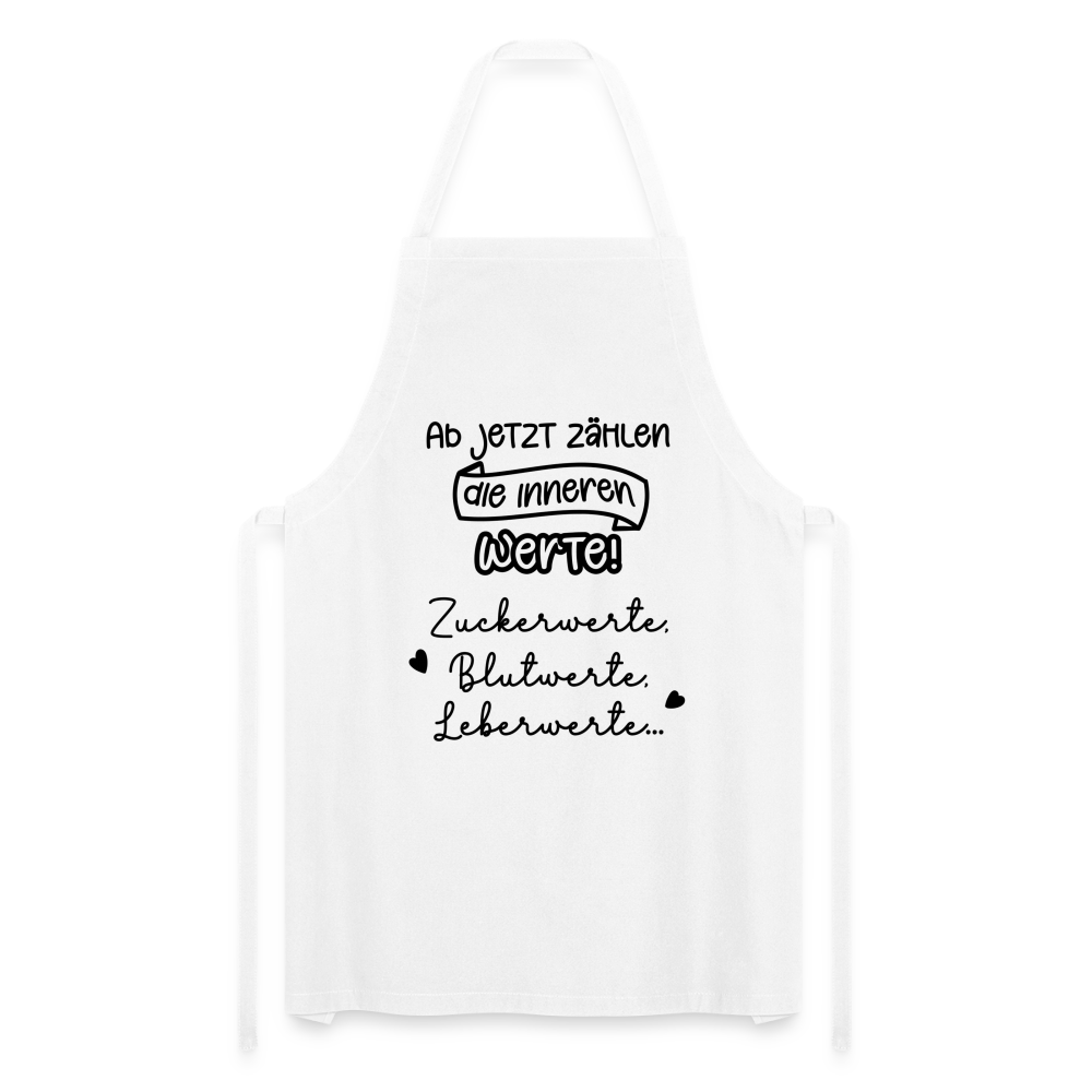 Kochschürze "Ab jetzt zählen die inneren Werte..." - Weiß