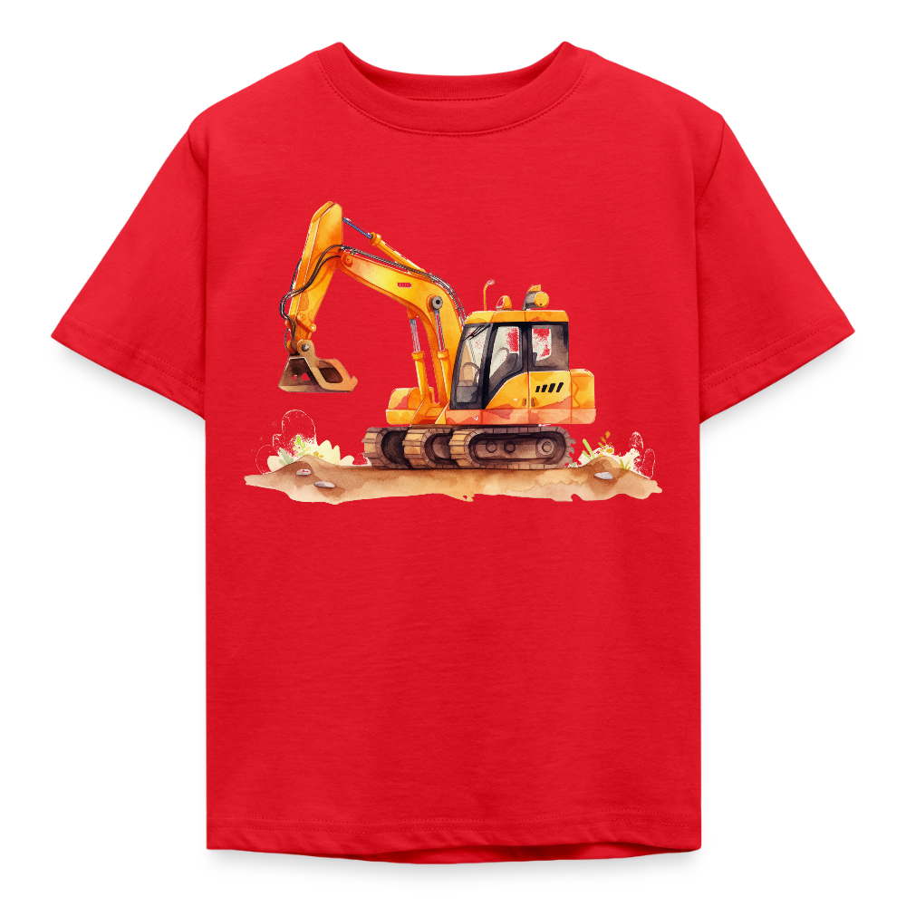 Kinder T-Shirt "Bagger im Wasserfarben-Stil" - Rot