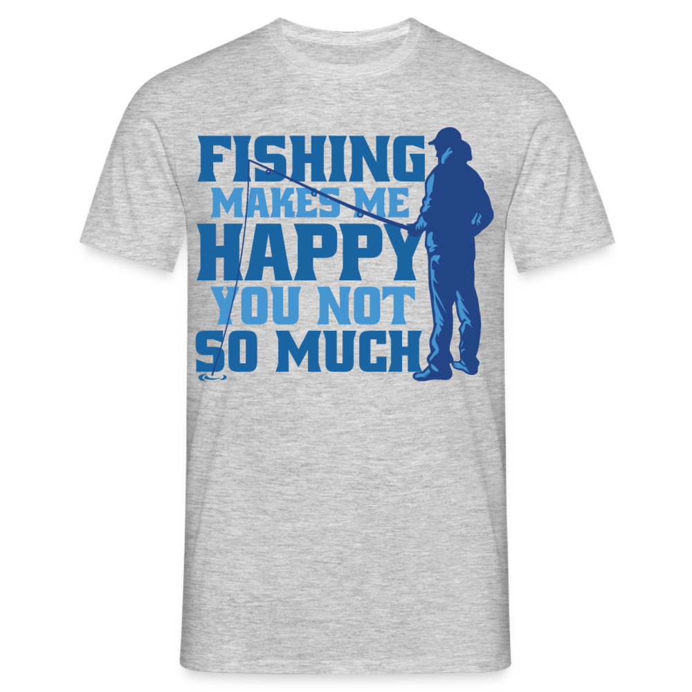 Männer T-Shirt "Fishing makes me happy" - Grau meliert