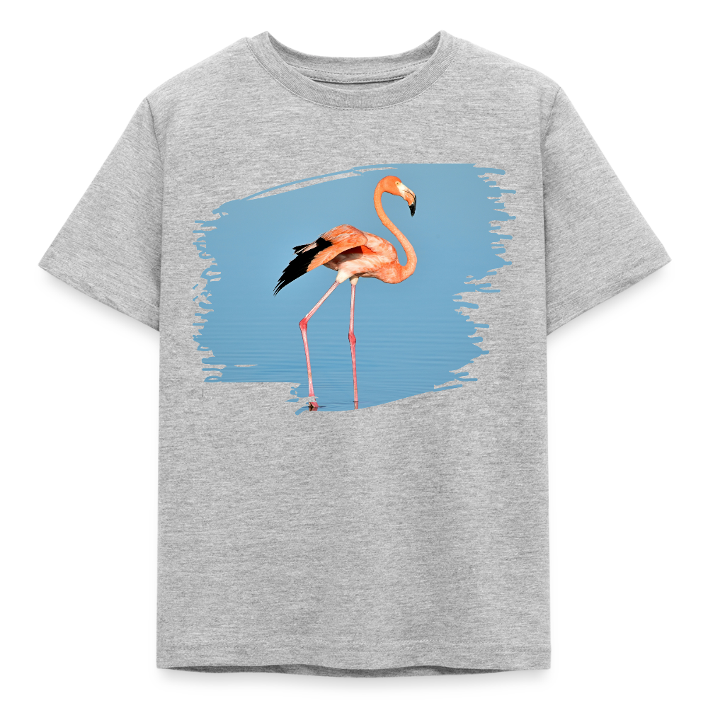 Kinder T-Shirt "Realistischer Flamingo im Meer" - Grau meliert