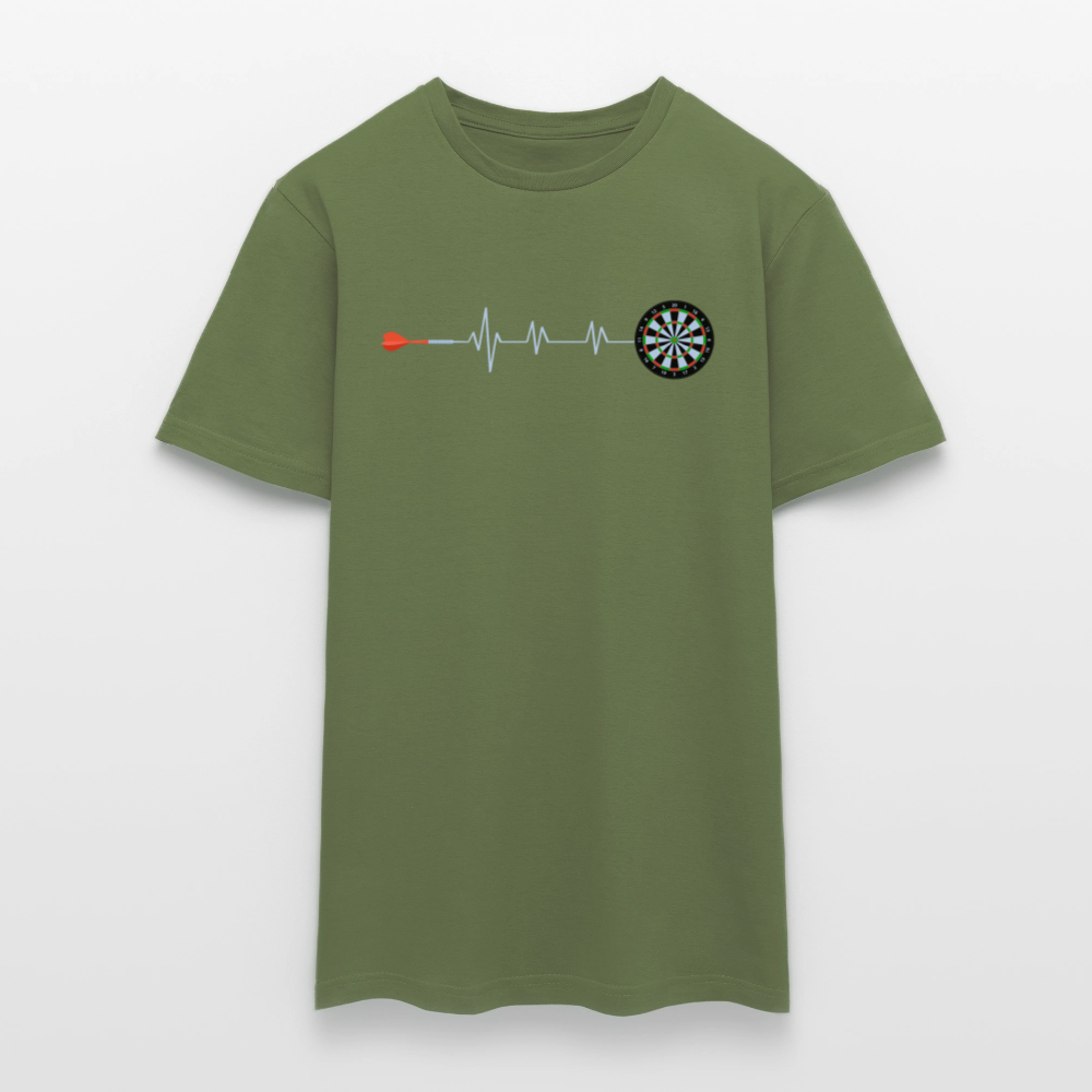 Männer T-Shirt "Dart und Dartscheibe im Herzschlag" - Militärgrün