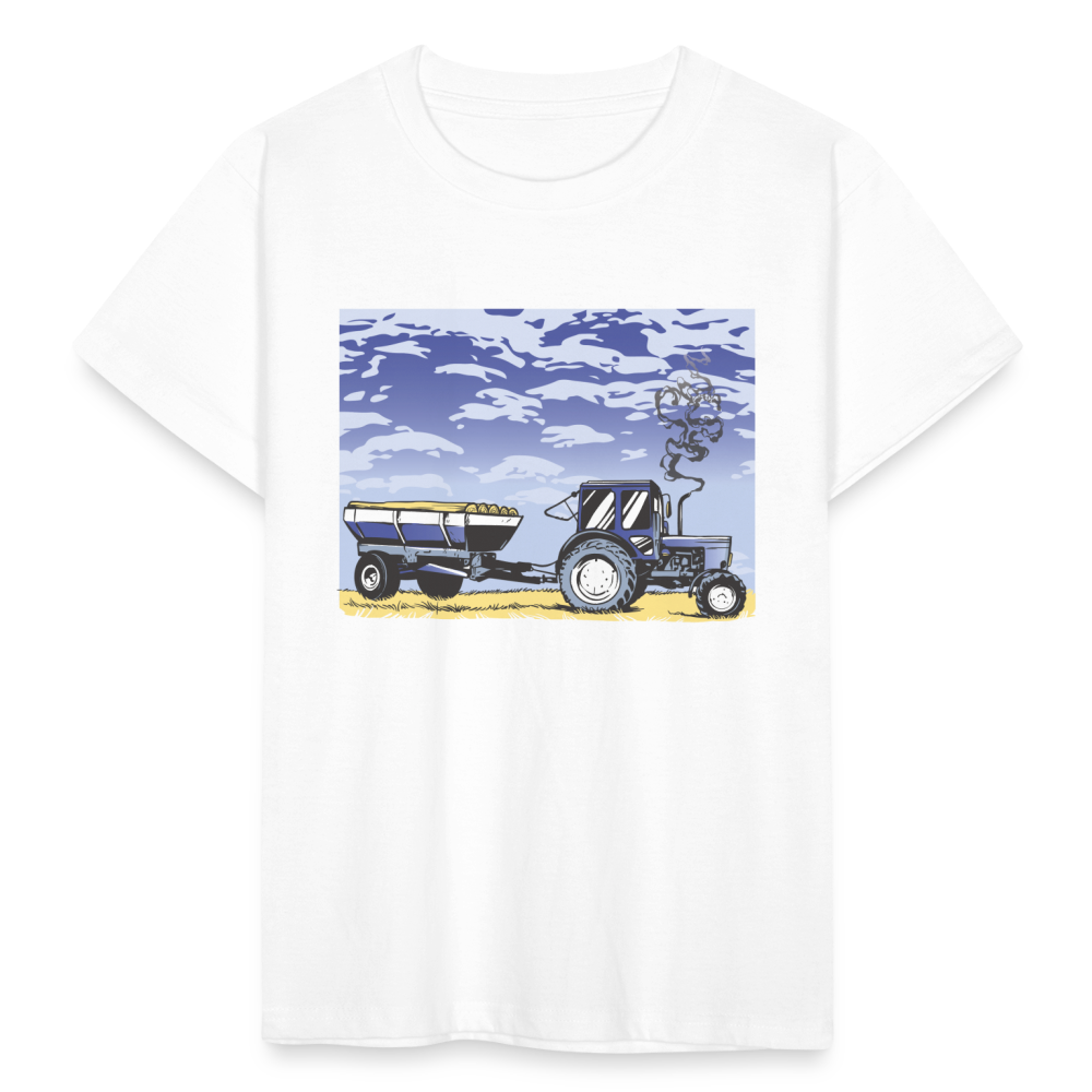 Kinder T-Shirt "Traktor auf der Farm" - Weiß