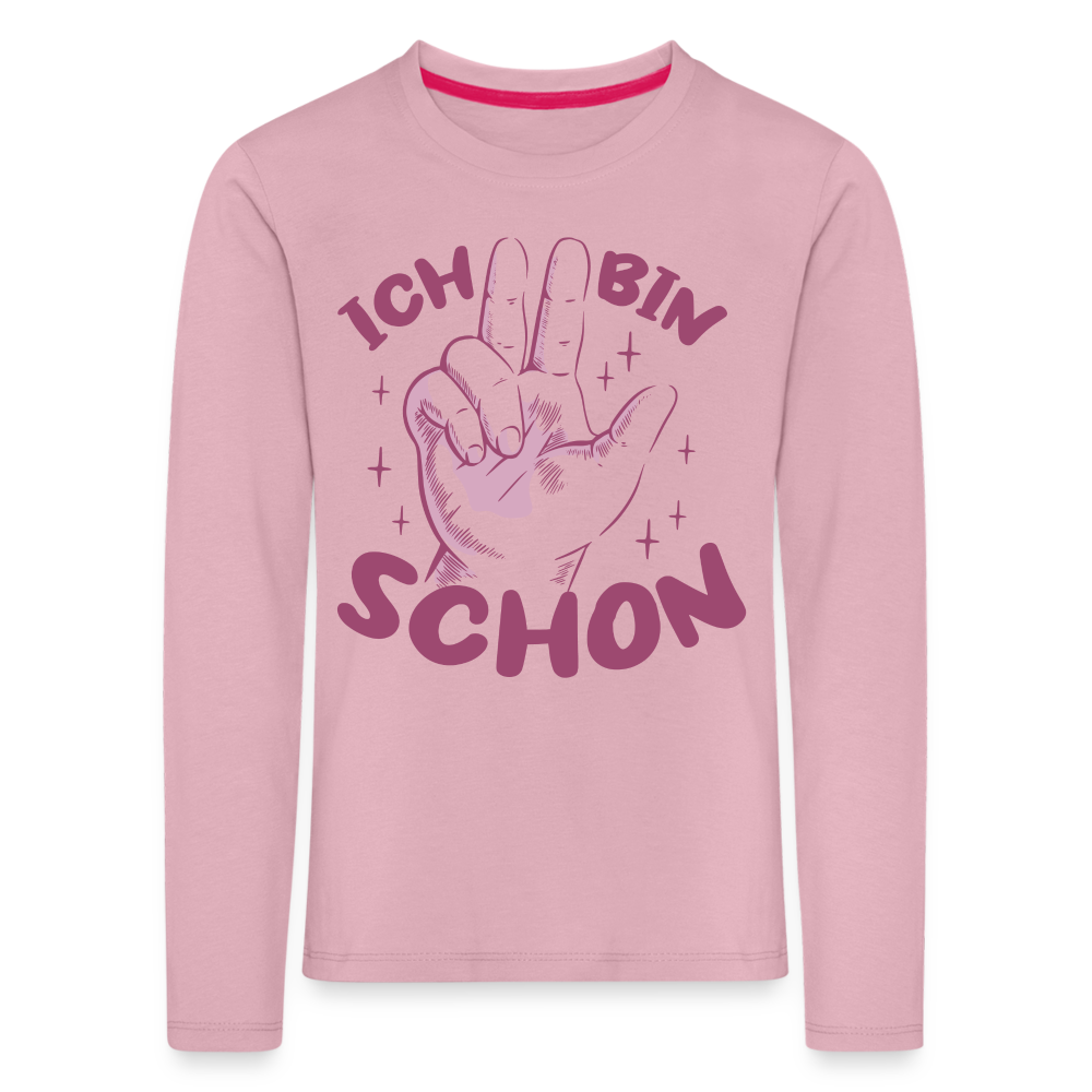 Kinder Langarm T-Shirt "Ich bin schon Drei" (Hand) - Hellrosa