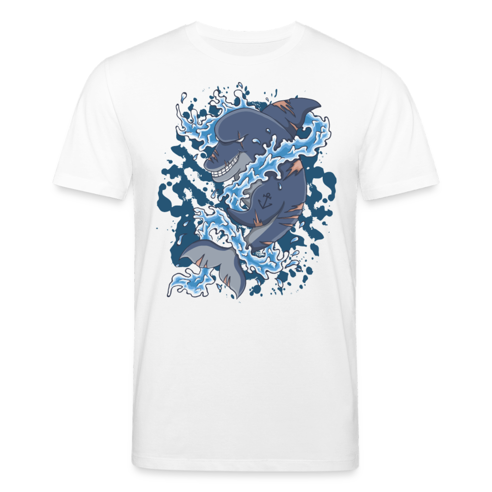 Männer Bio-T-Shirt mit bösem Delphin - Weiß