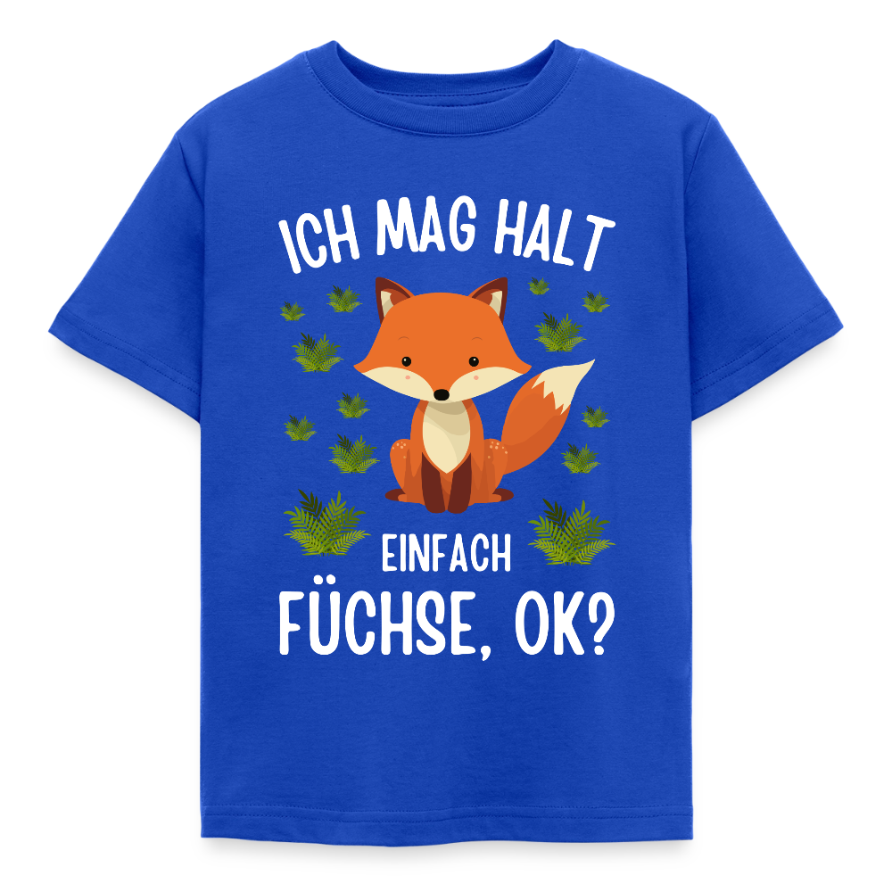 Kinder T-Shirt "Ich mag halt einfach Füchse, ok?" - Royalblau