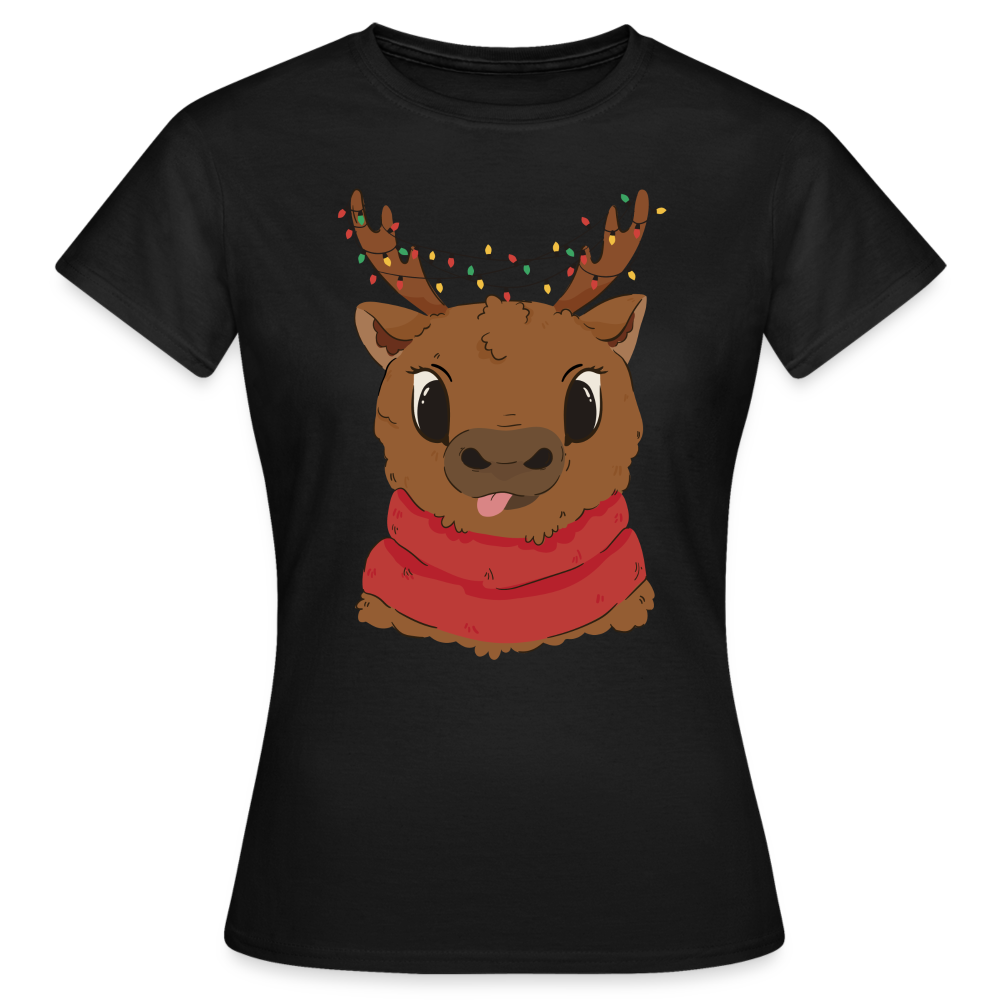 Frauen T-Shirt "Niedliches Rentier" - Schwarz